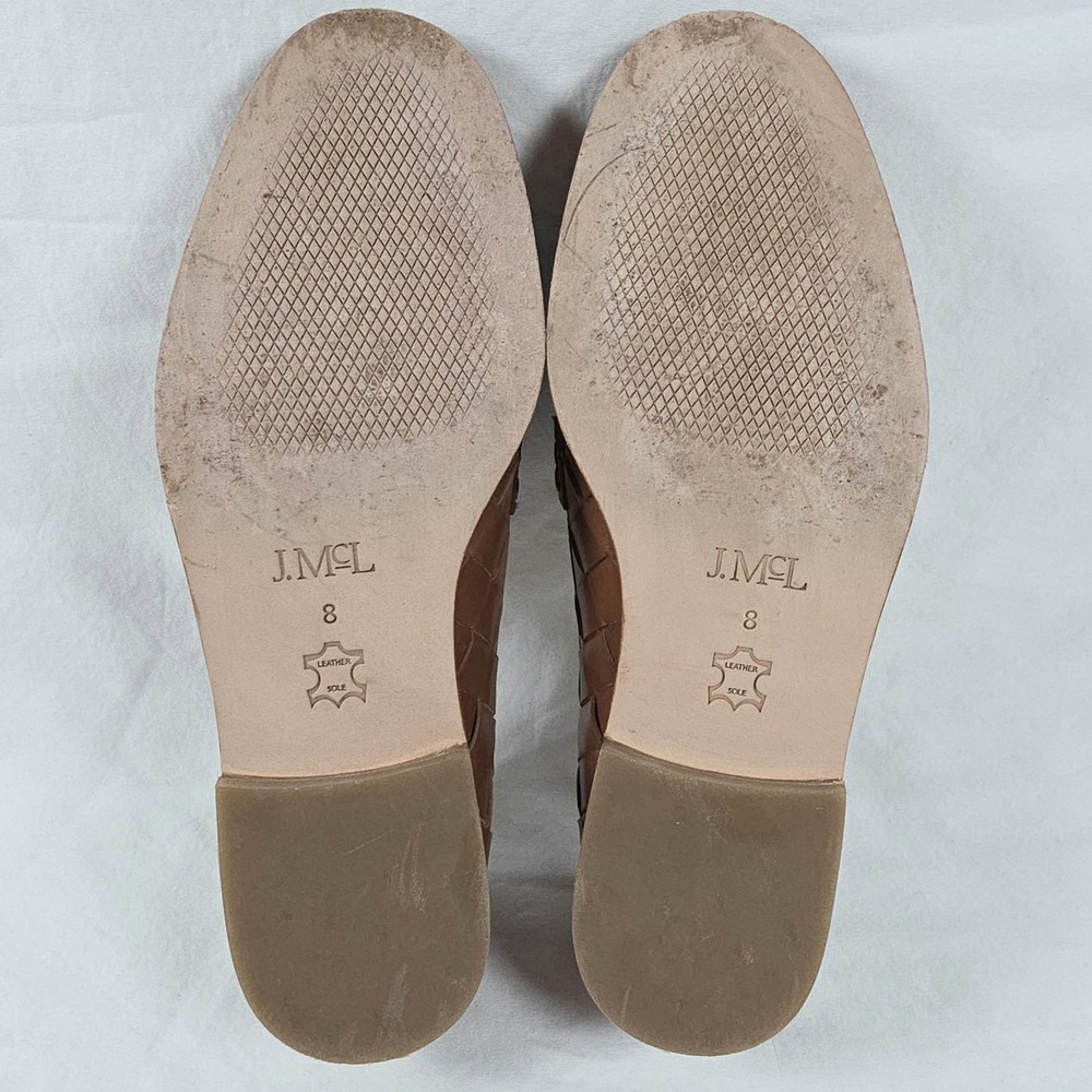 J McLaughlin Brown Concetta Woven Leather Penny Loafers Womens Size 8 Old Money - Picture 9 of 9